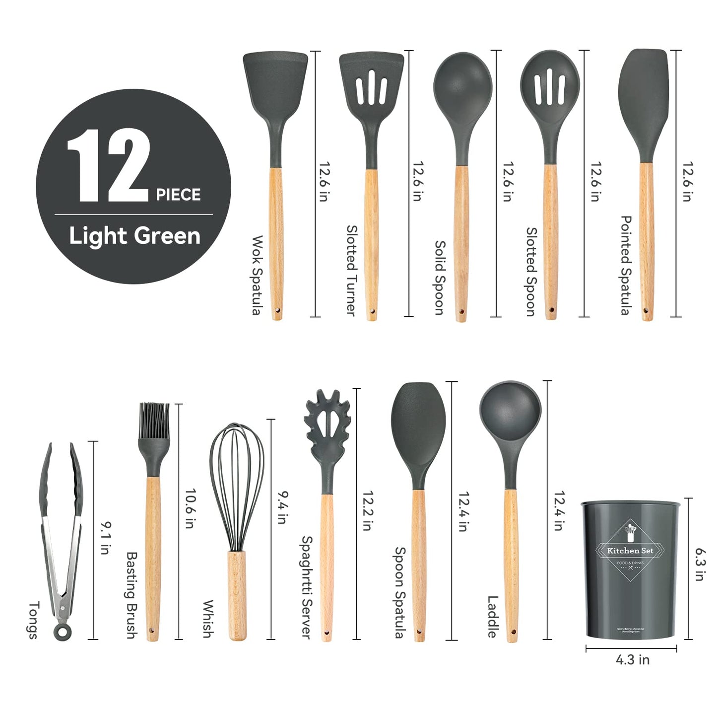 CasaBlend's 12 Pcs Silicone Kitchen Utensil Set